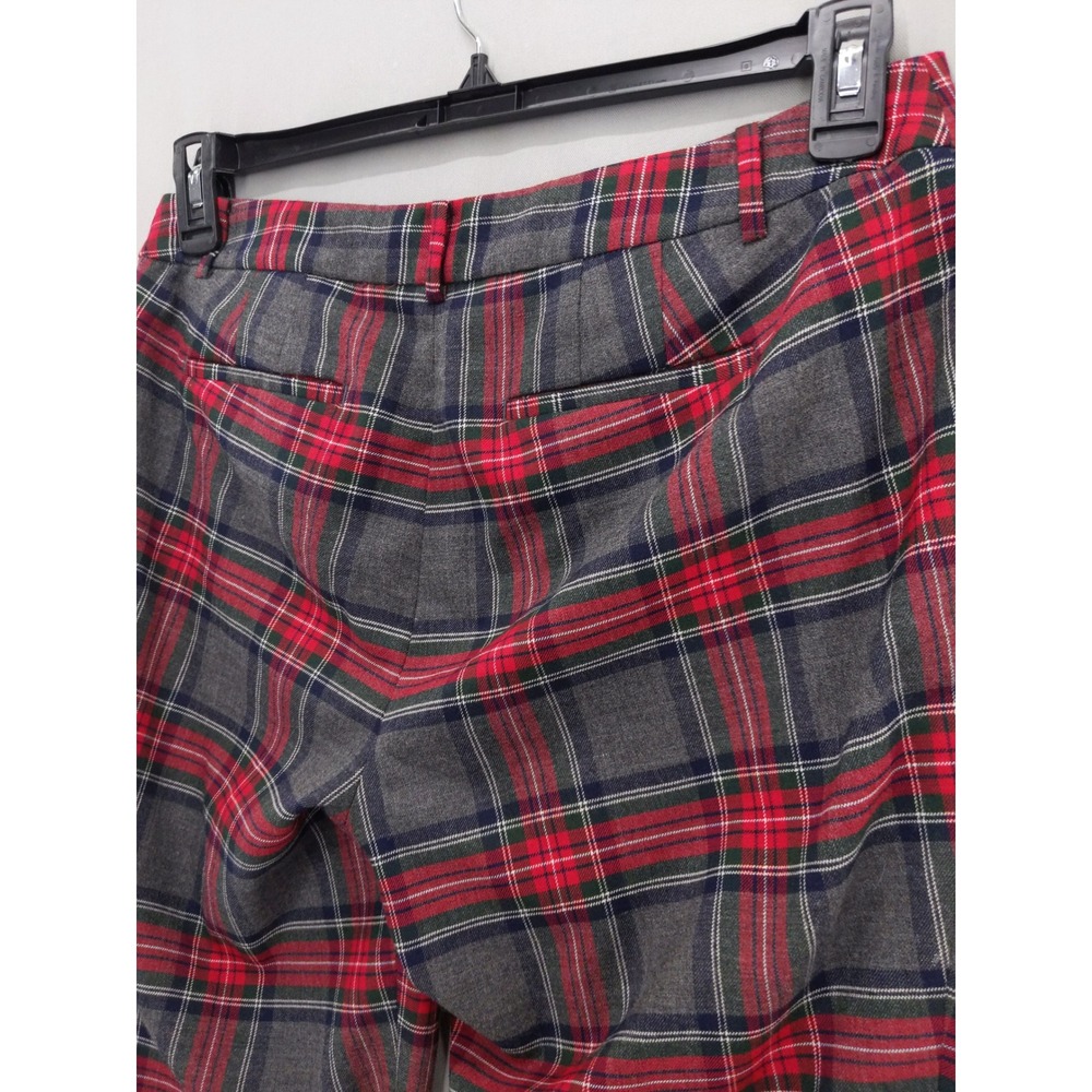 Talbots Plaid‎ Trousers Women 6P Grey Red Wool Blend Straight Leg Lined Pants - Picture 6 of 9